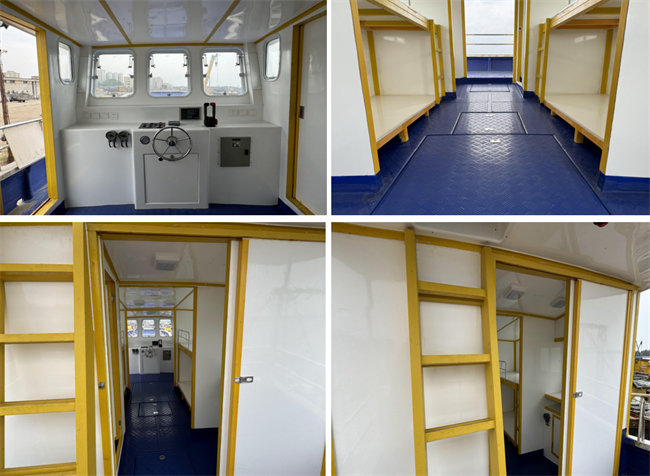 沒(méi)有用任何木材的玻璃鋼漁船，全部用玻璃纖維代木替代